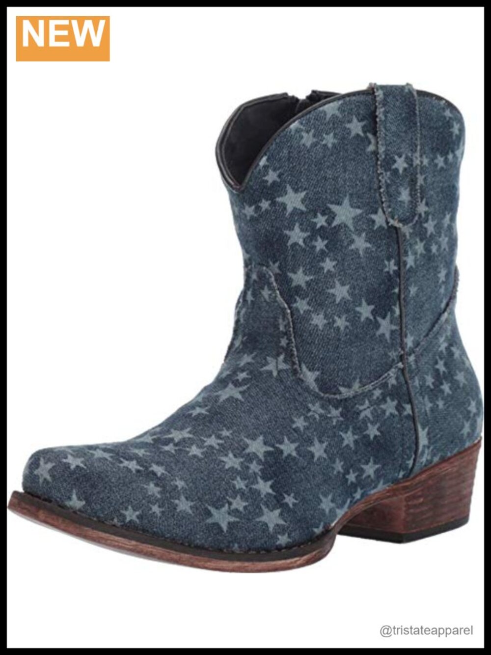 Women's Ankle Boots Denim Faux Leather Embroidered Pull-On